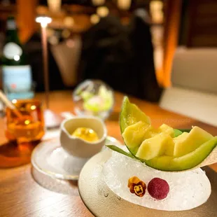 Crown Honeydew Melon and Passion Fruit Banana Sorbet