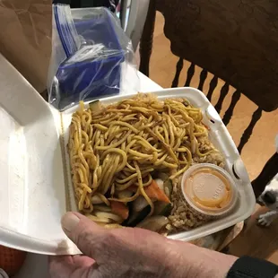 Rice and noodles. One order ( they give you enough for two)