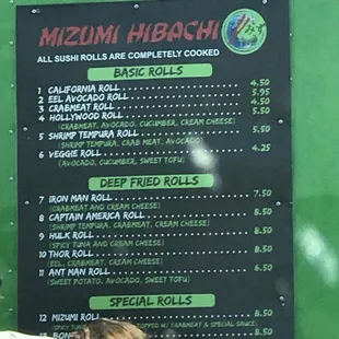 menu