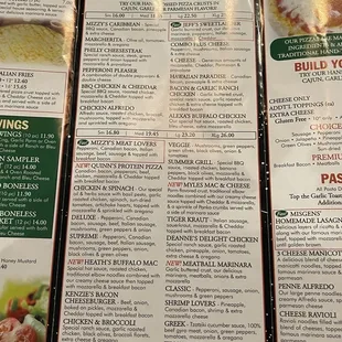 Pizza Menu