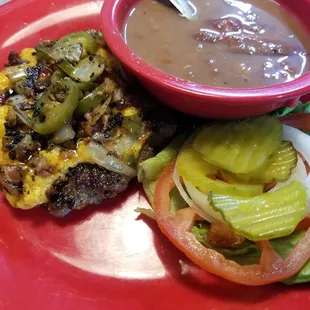 Pimento cheeseburger with no bun. yum!