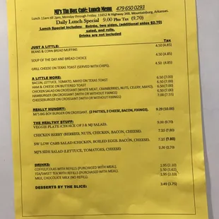 Our menu