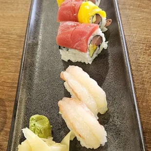 Amaebi and tuna/mango roll