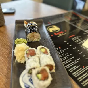 Shrimp Tempura Roll and spicy tuna roll