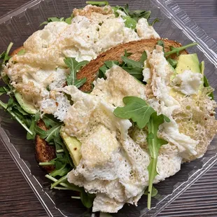 Avocado toast with wheat bread and eggs white