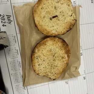 Bagel, toasted, $4.58
