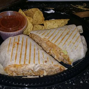 Chicken burrito with rice &amp; bean's.  Yum yum