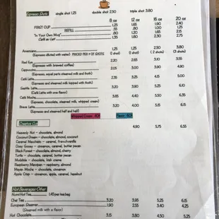 the menu