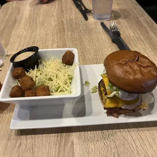 Rookiew of the year burger with side Caesar salad