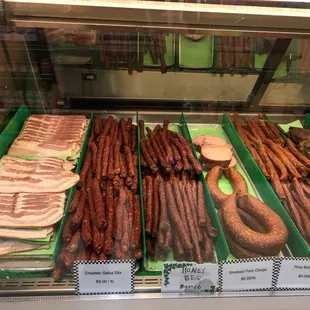 A close up of some of their meat selections