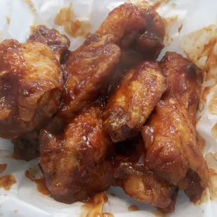honey bbq with heat.  messy good.