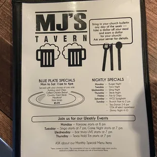 A dollar off if you bring a church bulletin. Interesting.