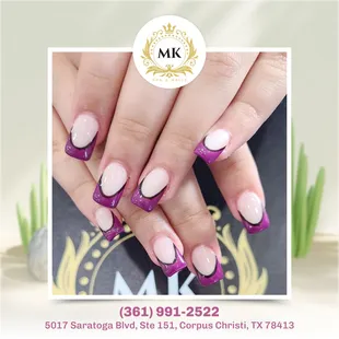 Enhance your everyday style with chic purple French nails, perfect for adding a subtle touch of charm and polish to any casual ensemble.