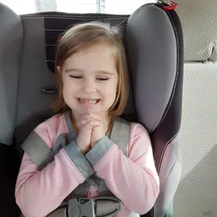 My daughter very happy with her haircut!