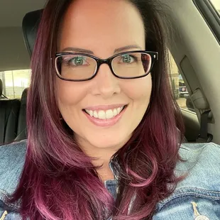 Custom Aveda Vibrants color, purple.