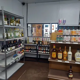 shelves of alcohol and liquor