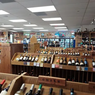 shelves of wine and wine bottles