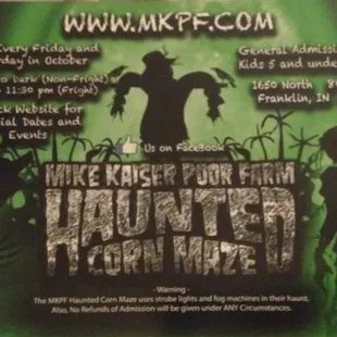 These are the hours for the maze, and the Card