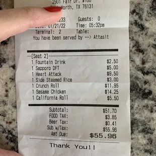 (Beer, Heart attack and California roll were happy hour pricing)