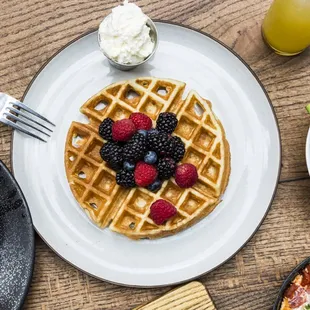 Fresh fruit waffles