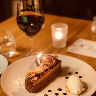 Dessert. Chocolate cake.