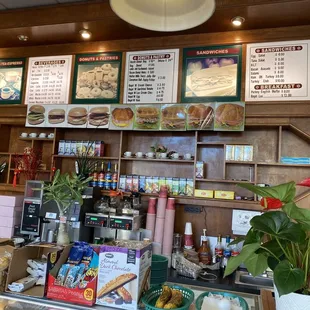 menus and prices on the wall