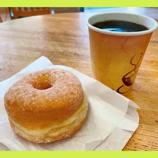 Donut and coffee.