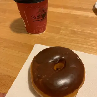 Chocolate Donut &amp; a cup of milk