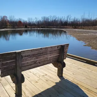 Bench by pond