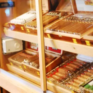 shelves of cigars and cigars