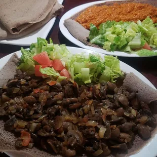 two plates of food on a table
