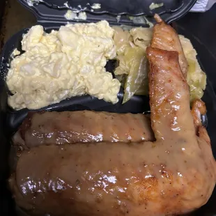 Turkey Wings Dinner with potato salad and cabbage