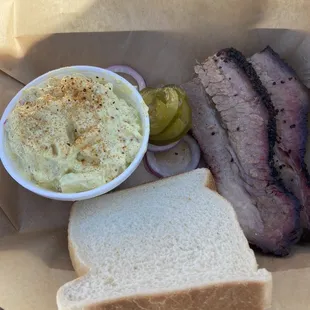 One meat plate-brisket with potato salad