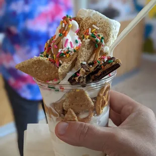 Camper with vanilla soft serve ice cream