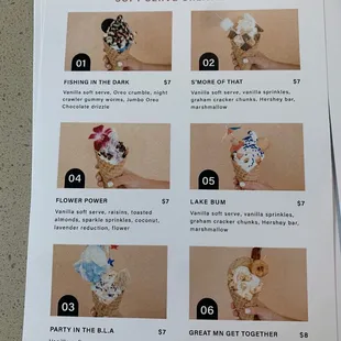 Outpost Ice cream menu