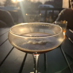 Espresso martini and a view on the patio