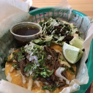 Birria and chorizo tacos