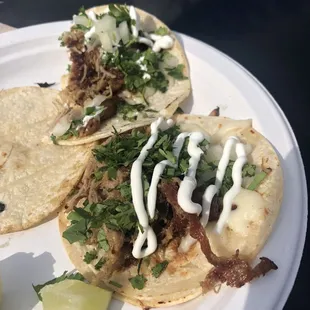 Carnitas tacos (with chopped onion and cilantro)!!!  (6/13/2020)