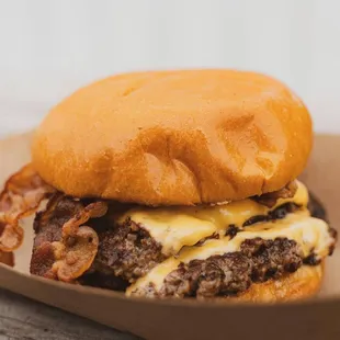 Smash burger - made it a fatty with bacon