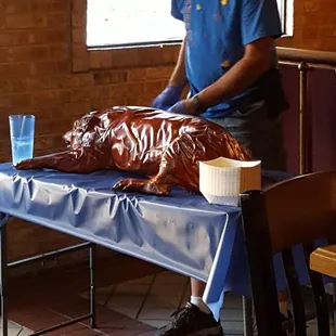 2nd Anniversary they smoked a whole hog. Delicious!