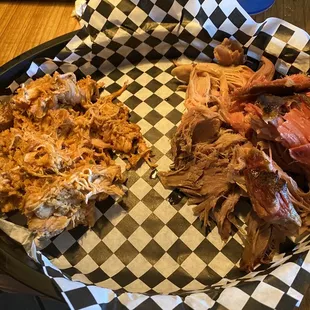 Pulled pork and pulled chicken