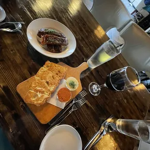 St Louis ribs, focaccia bread