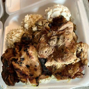 Regular plate lunch - Teriyaki and pulehu chicken
