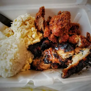 Mini plate with chicken katsu and terriyaki chicken