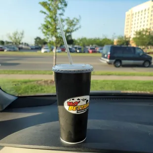 They only have 1 size drink. Looks like a medium, cost around $2.70