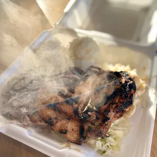 Regular Teriyaki chicken and Kalua pig; side of rice &amp; macaroni salad. September 2022