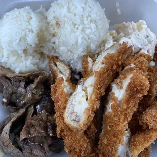 Teriyaki steak and katsu