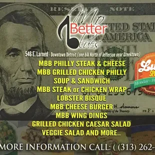 $5 Lunch Specials. $2 more for fries.