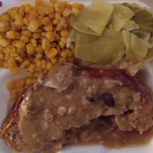 Meatloaf dinner with Corn and Cabbage