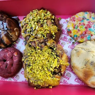 Top row:  smores, Dubai chocolate, over the rainbow